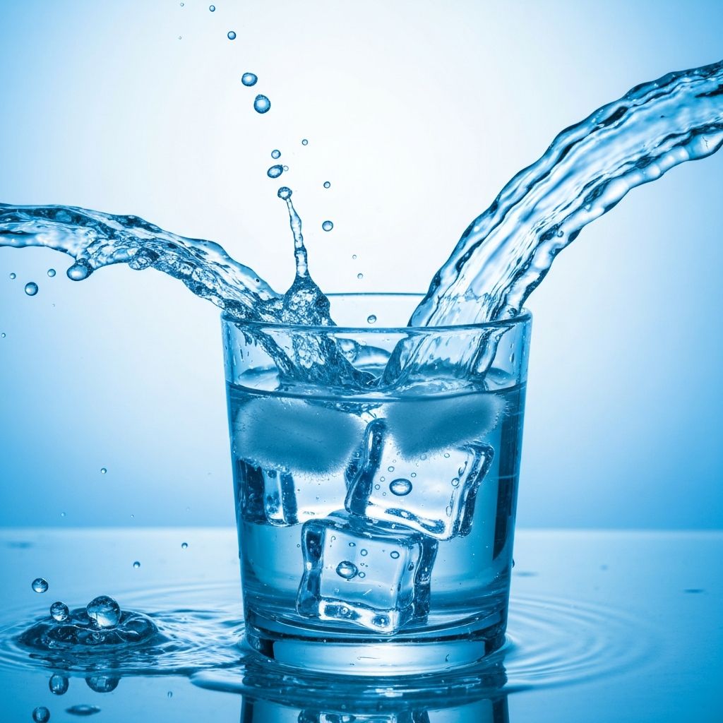 Glass of water with hydration concept