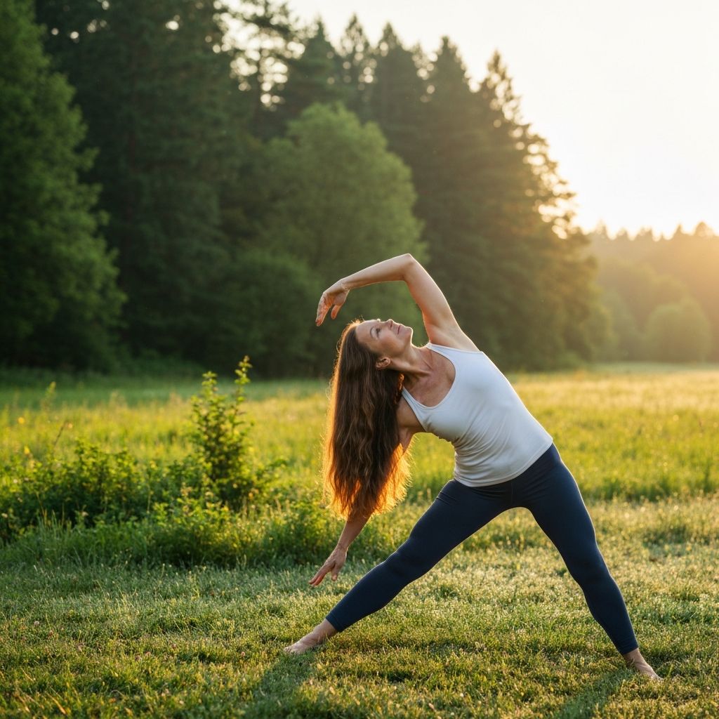 Person stretching outdoors